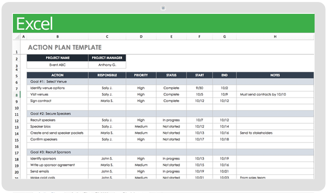 Project Management Plan Excel Template Boollets