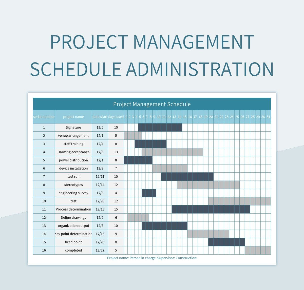 Project Management Schedule Template Excel
