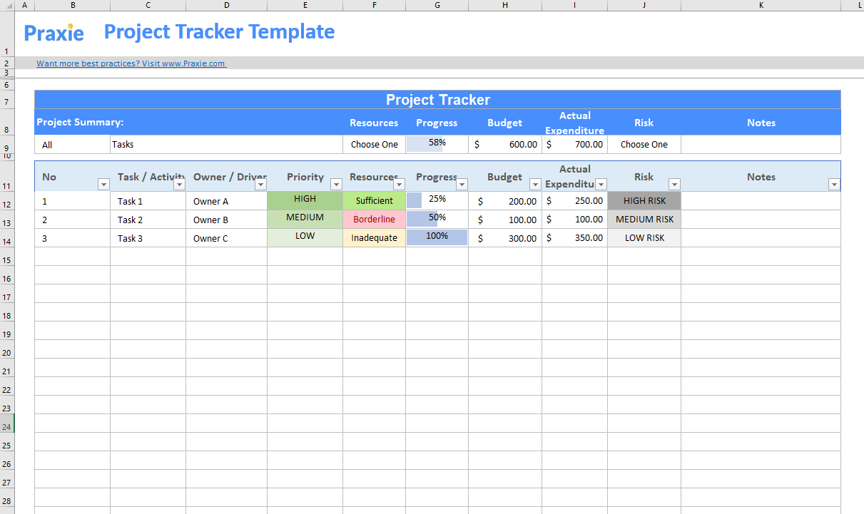 Project Tracker Excel Template