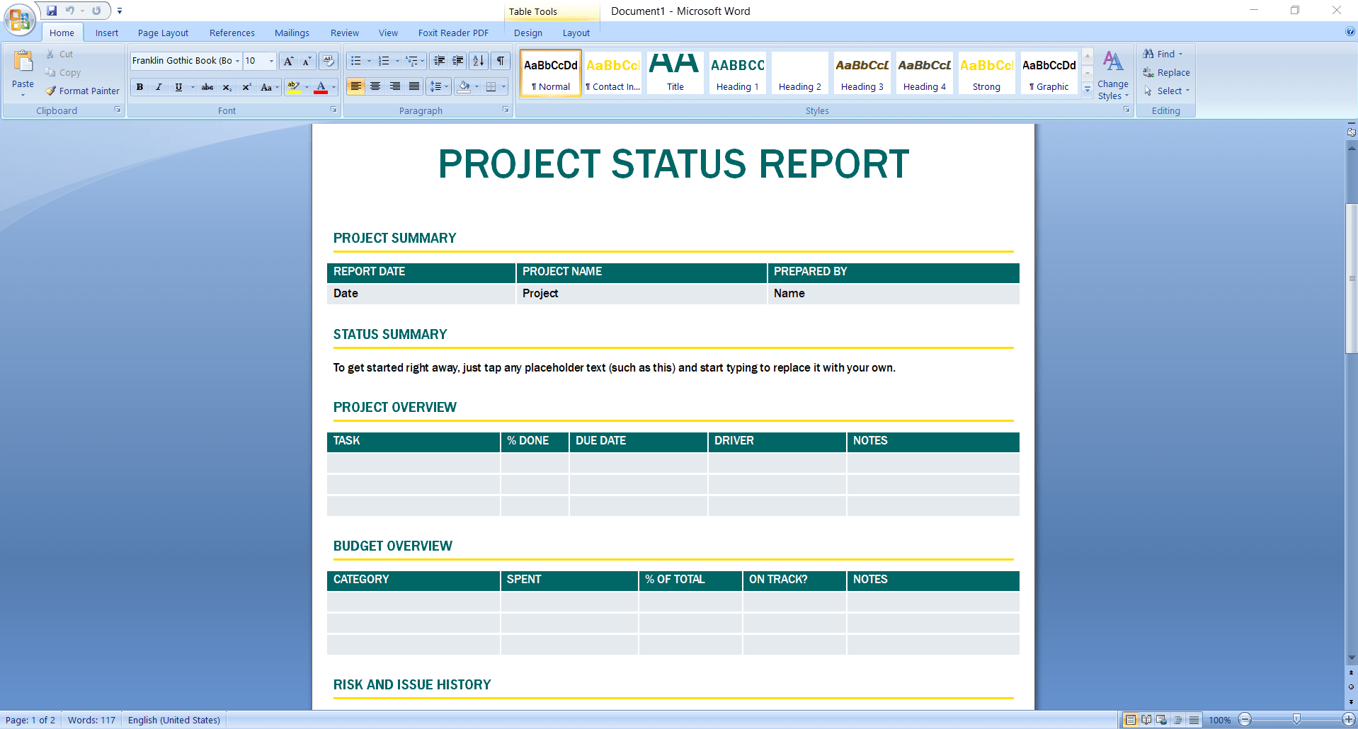 Project Weekly Status Report Template Excel Toptemplate my id
