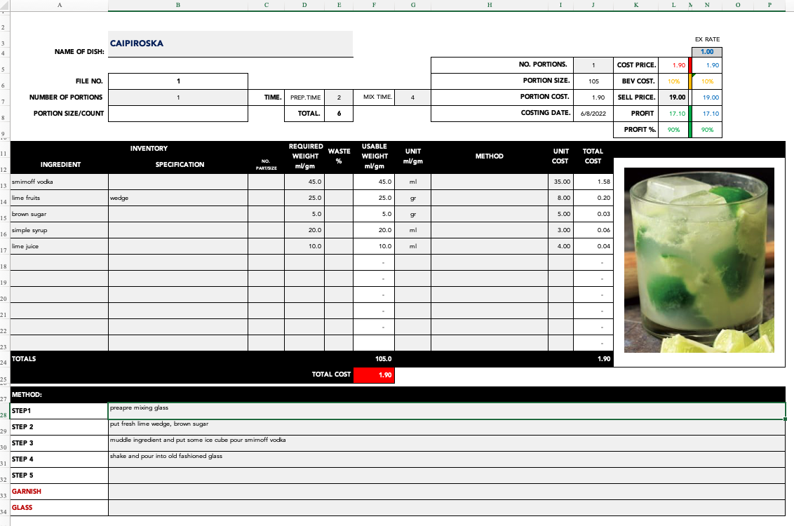 Recipe Template Excel Recipe Template Excel