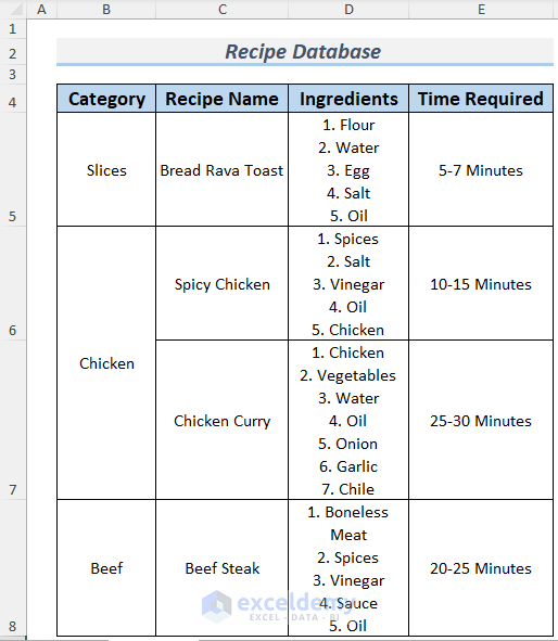 Recipe Template Excel Recipe Template Excel