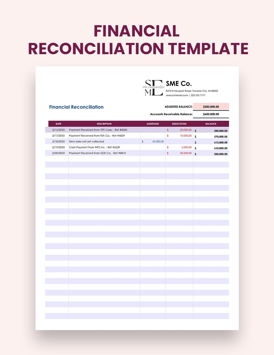Reconciliation Excel Templates Spreadsheet Free Download Template
