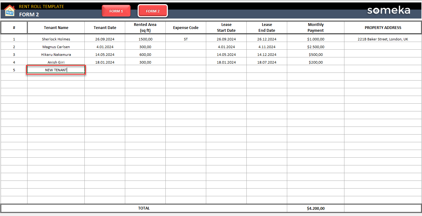 Rent Roll Template Free Printable Forms 