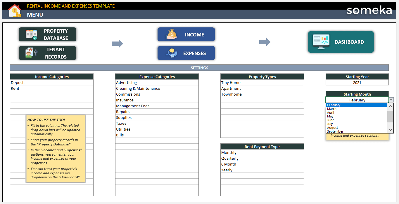 Rental Income Expenses Excel Template Landlords Spreadsheet