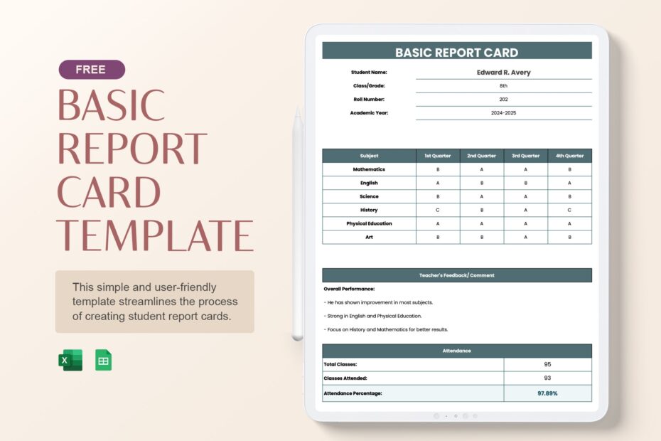 Report Card Template Excel Infoupdate