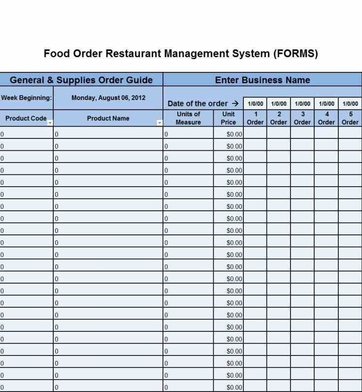 Restaurant Order Form Template Excel Template vercel app