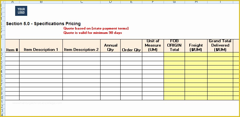 Rfq Template Free Of Rfq Template Excel Kenindle Fortzone 