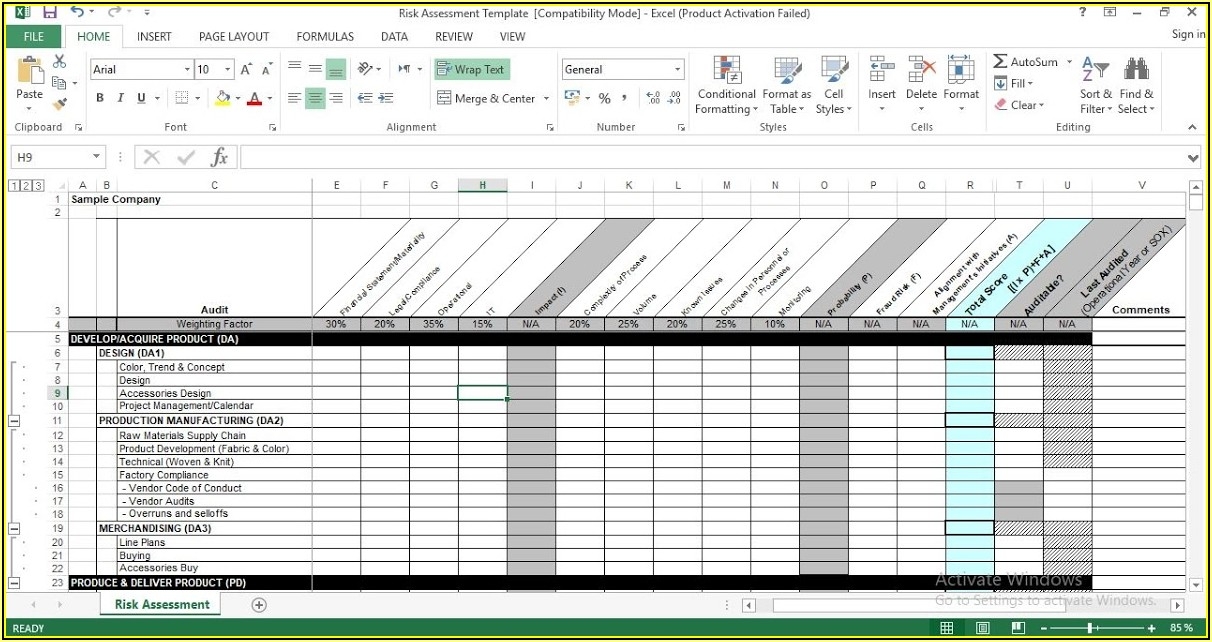 Risk Assessment Template Excel