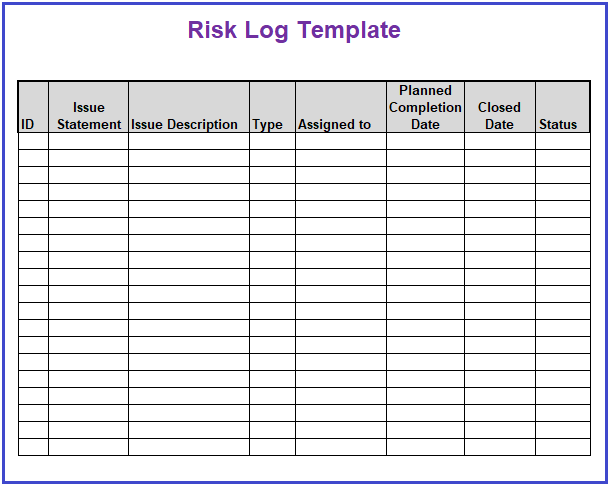 Risk Log Template 10 Free Printable Word Excel PDF Formats 
