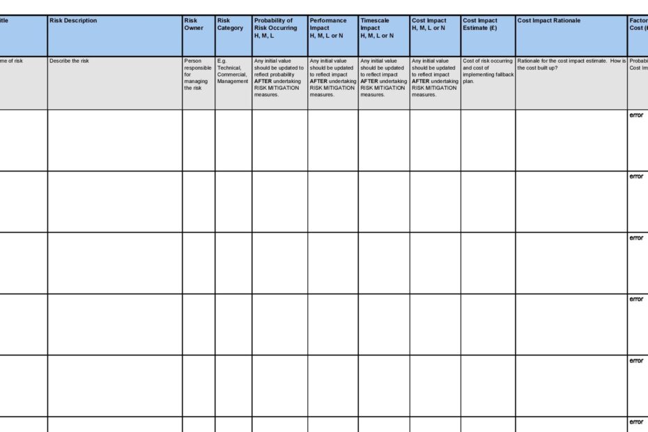 Risk Register Template Excel