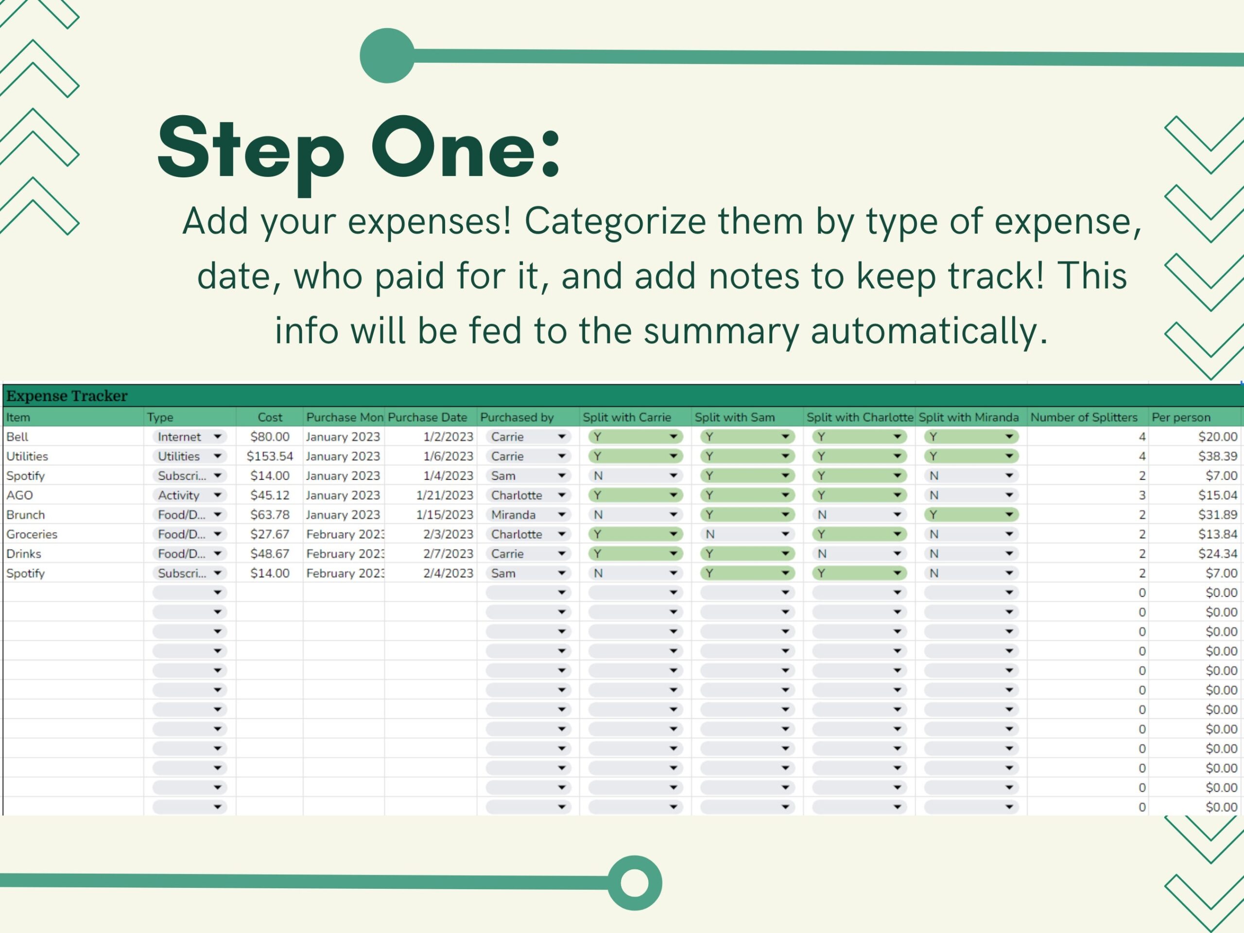 Roommates Couples Expense Tracker Cost Splitter Template Planner 