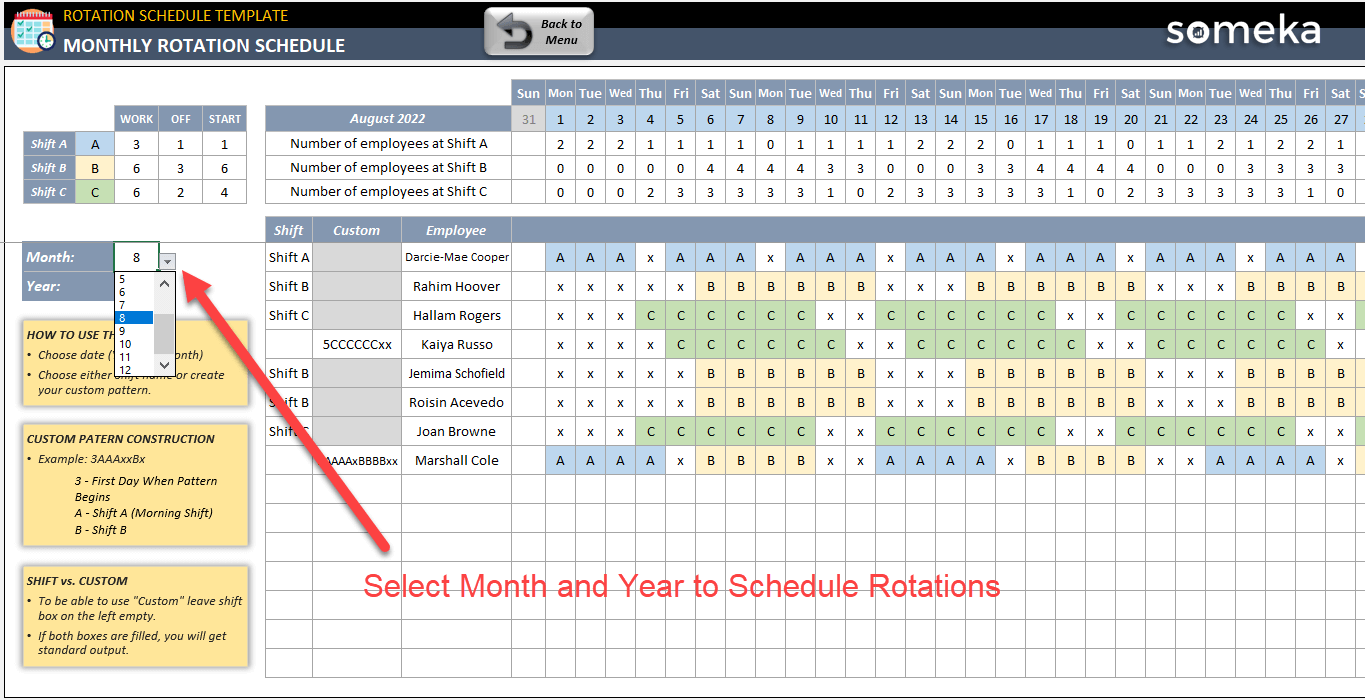 Rotation Schedule Excel Template Staff ROTA Planner For HR