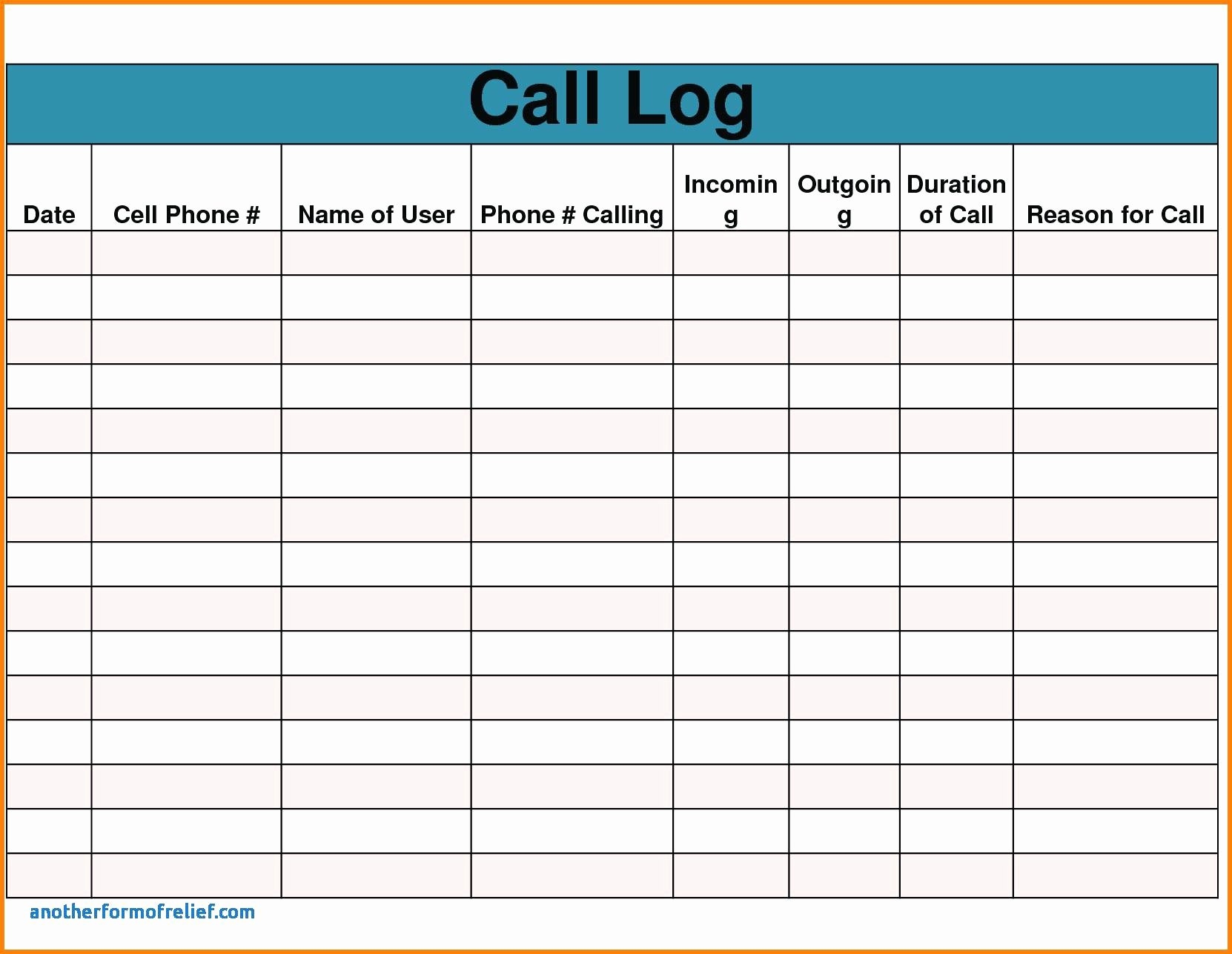 Sales Call Log Template