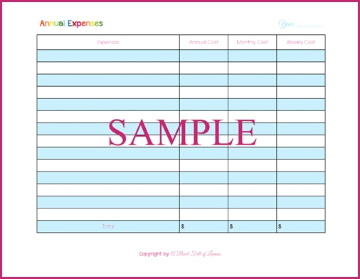 Sample Monthly Expenses List Printable Gastepic