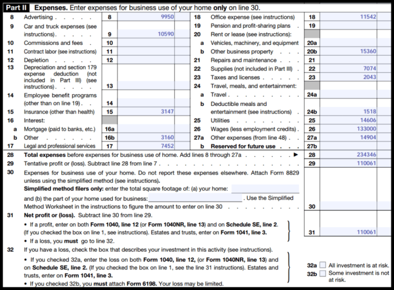 Schedule C Expenses Worksheet 2022