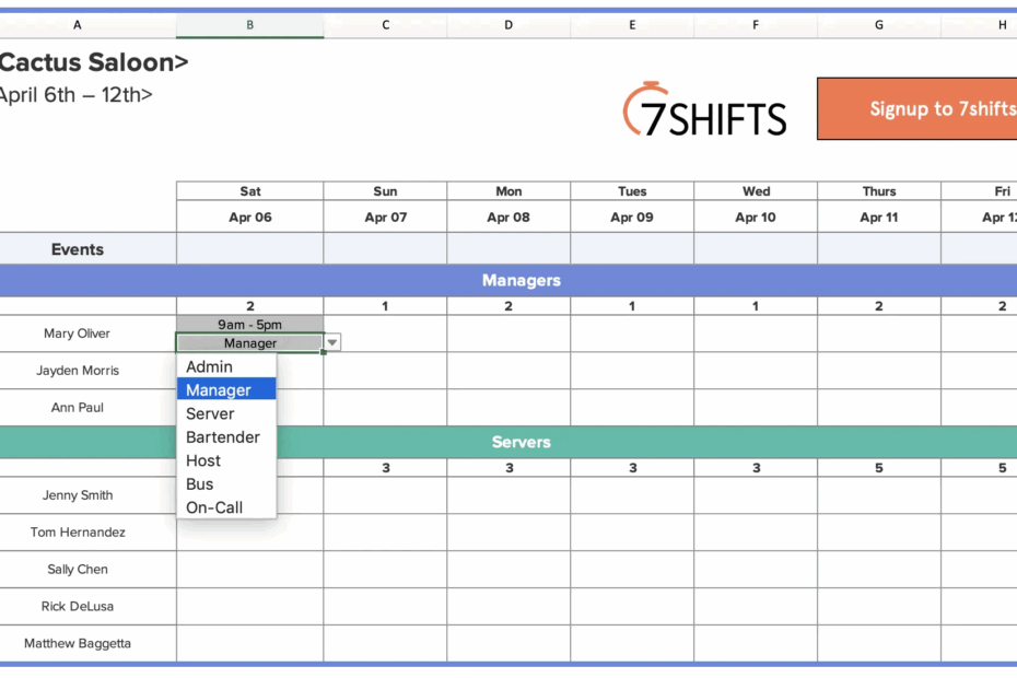 Scheduling Excel Template