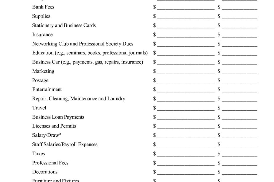 Self Employed Business Expenses Worksheet Inspirational Free Inside