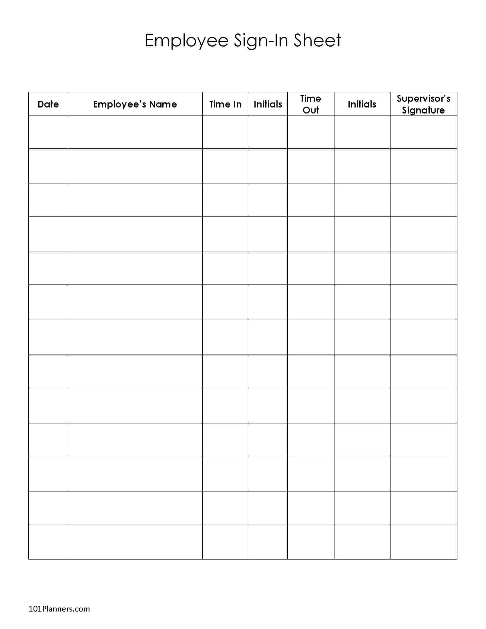 Sign In Sheet Excel Template