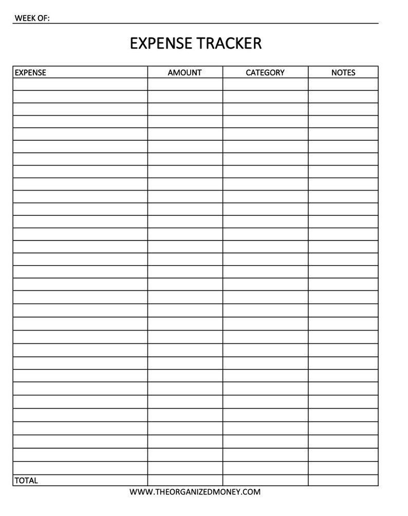 Simple Expense Tracker Printable