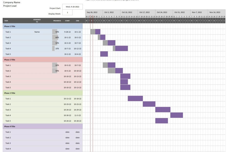 Simple Gantt Chart Template In Excel Download Xlsx