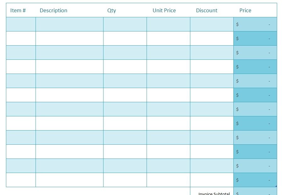 Simple Invoice Template In Excel Download Xlsx