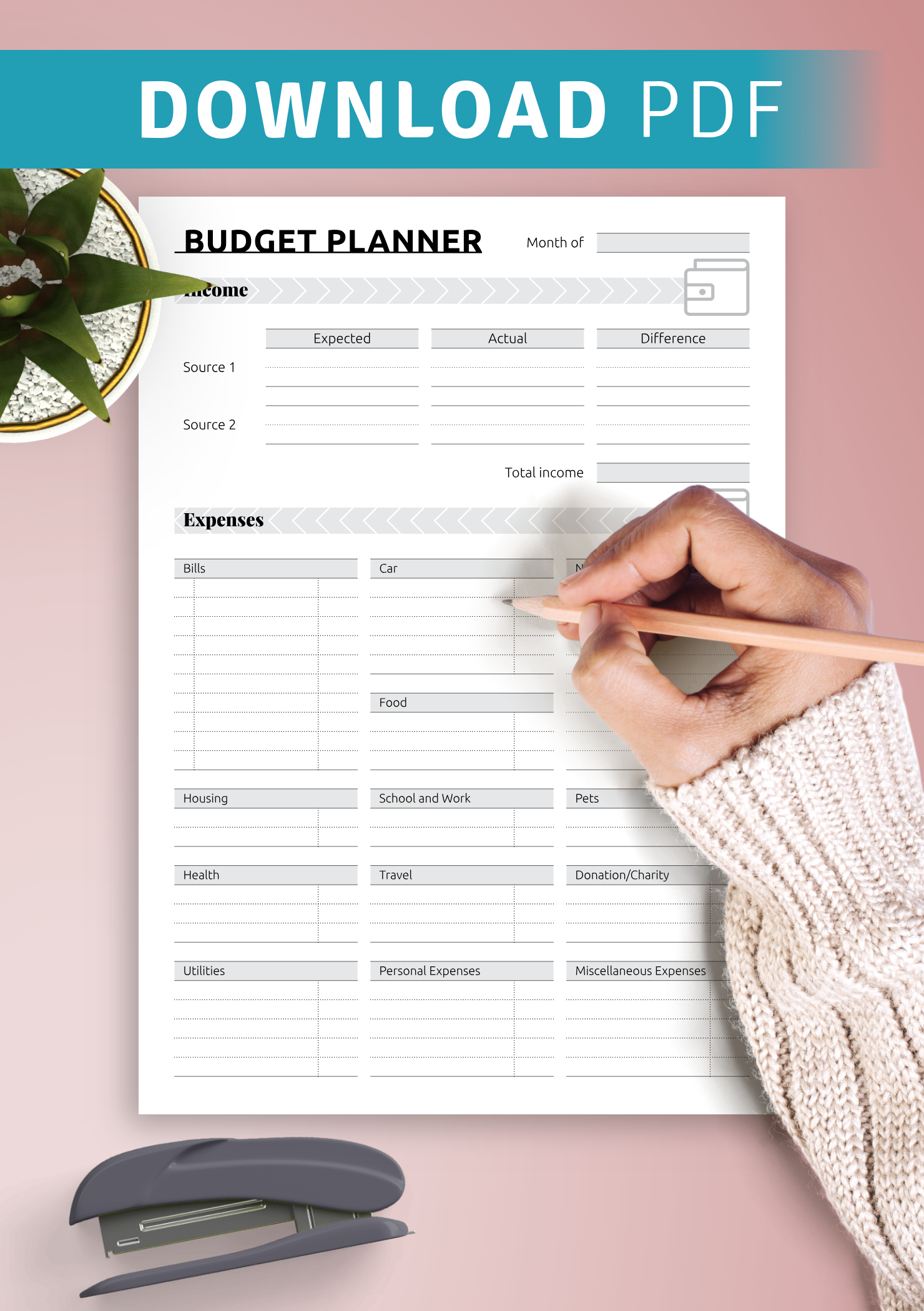 Simple Monthly Budget Template Printable Authoritygeser