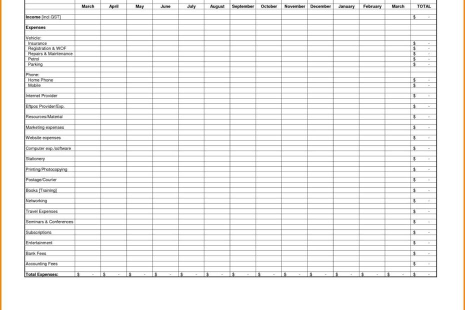 Small Business Expense Spreadsheet Db excel