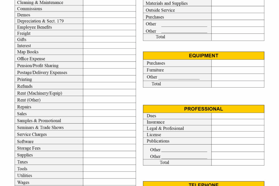 Small Business Expenses Printable Self Employed Tax Deductions