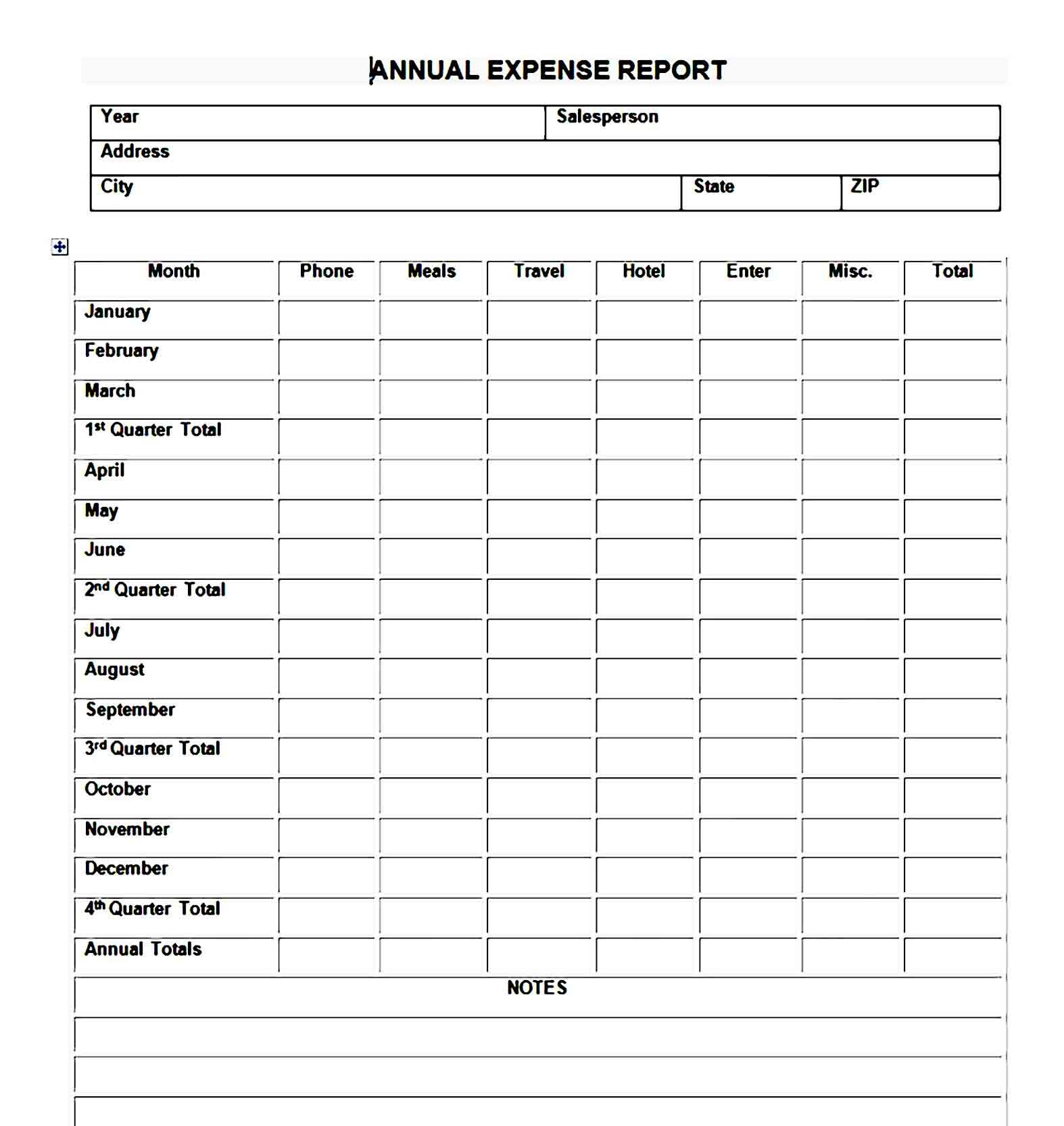 Small Business Printable Expense Report Template