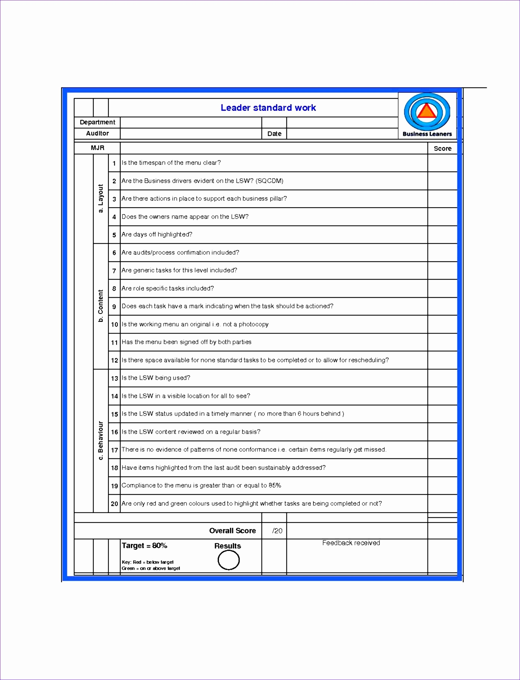 Sop Excel Template Sop Excel Template