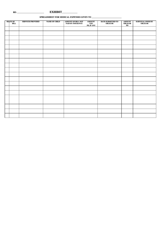 Spreadsheet For Medical Expenses Printable Pdf Download