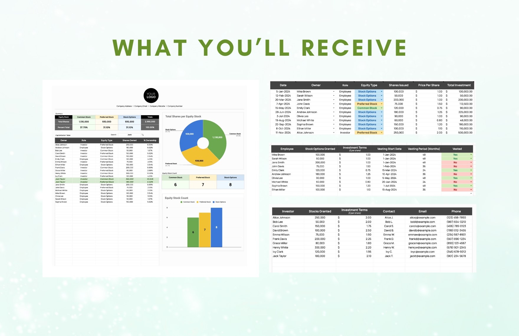 Startup Capitalization Table Template In Excel Google Sheets 