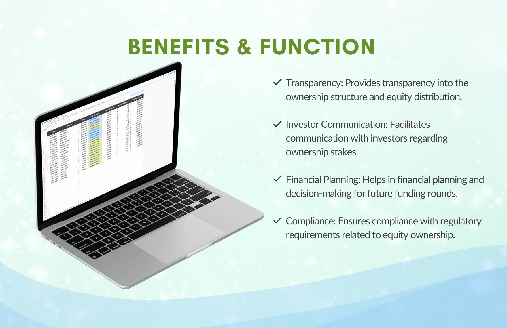 Startup Capitalization Table Template In Excel Google Sheets 