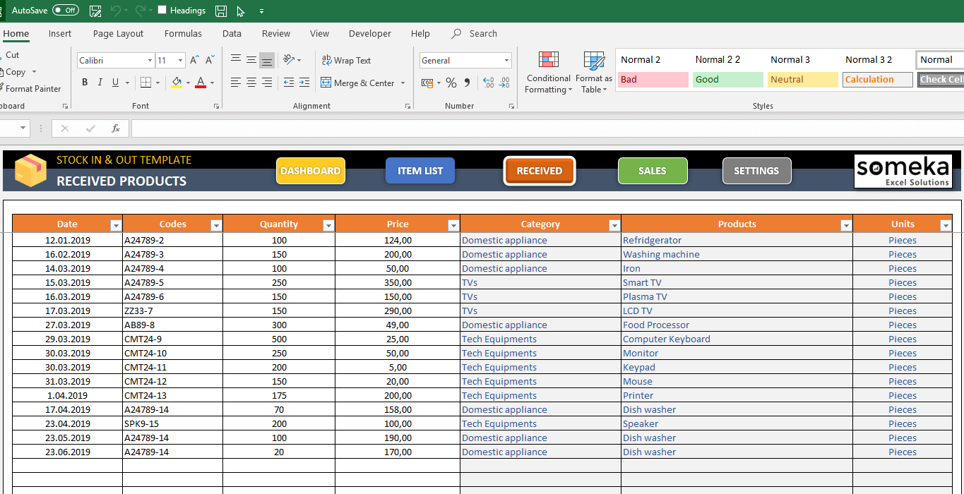 Stock Inventory Tracker Calculate In And Outs In Excel 