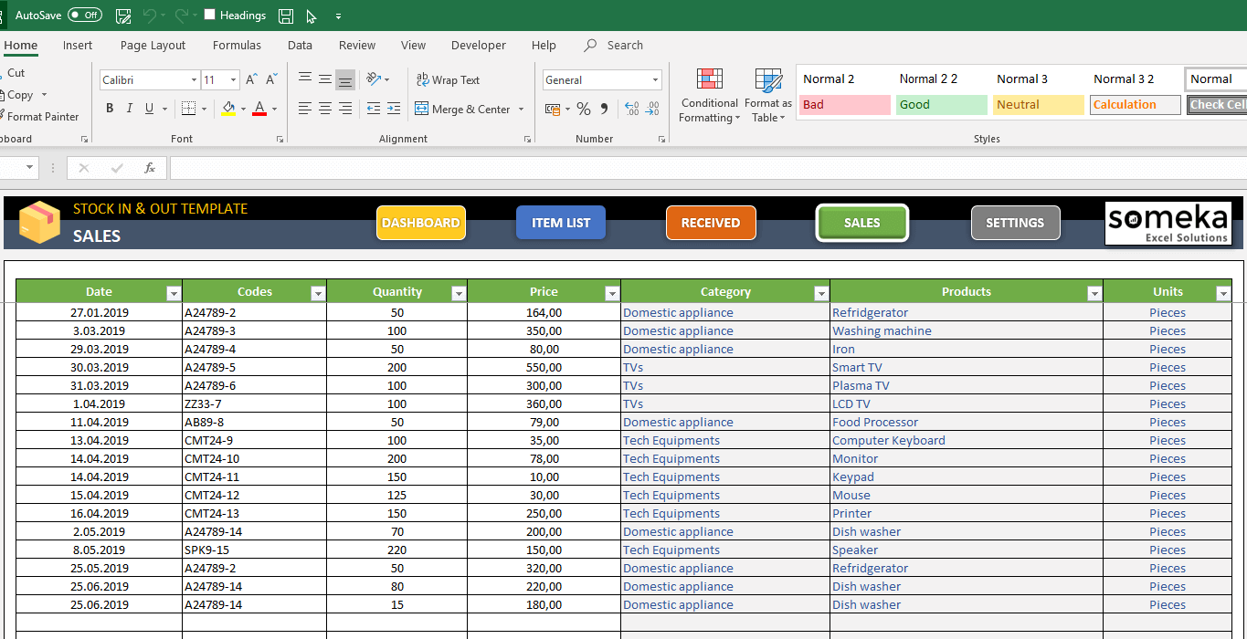 Stock Inventory Tracker Excel Template