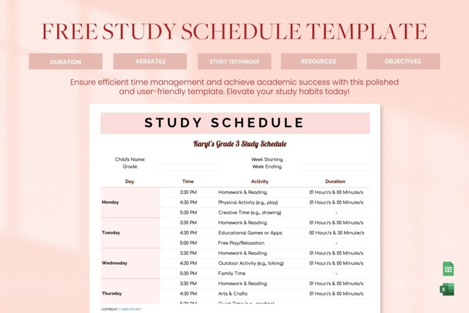 Study Plan Excel Template Infoupdate
