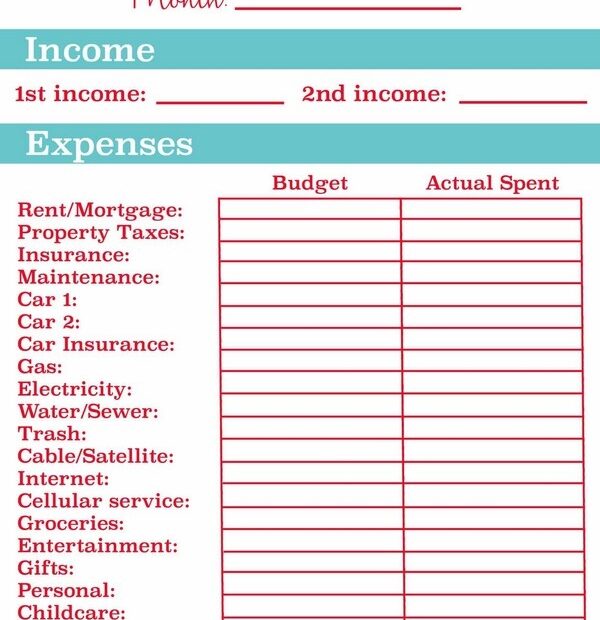 Suze Orman Printable Budget
