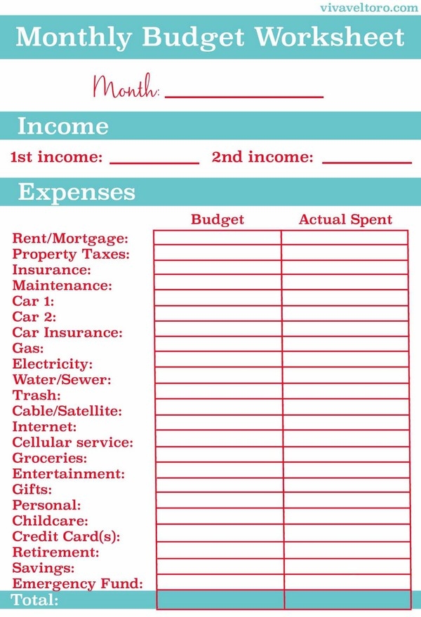 Suze Orman Printable Budget