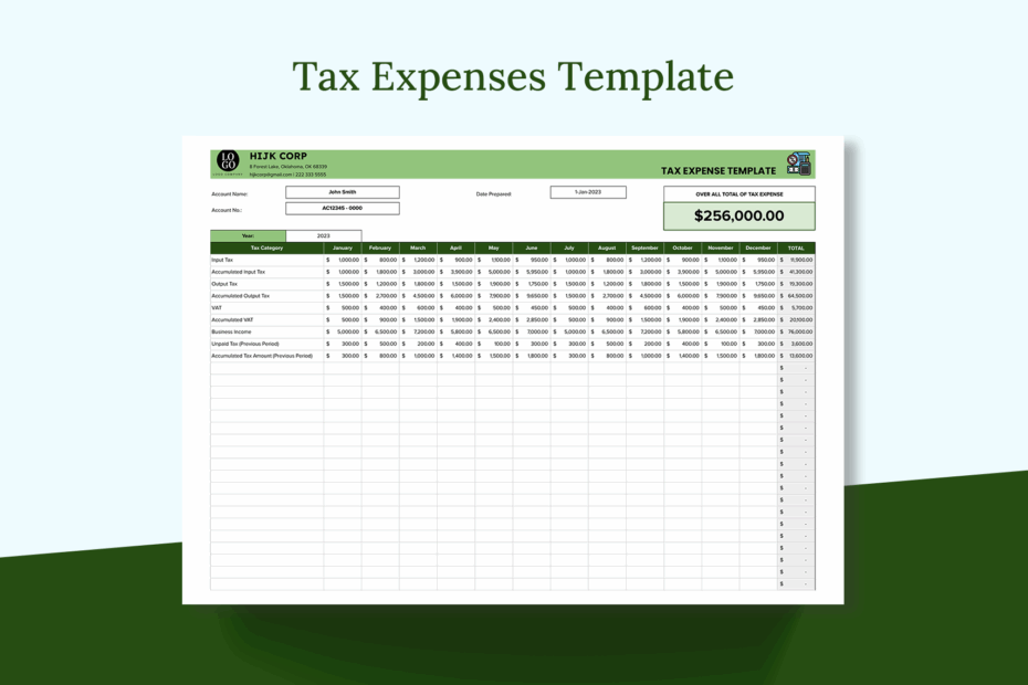 Tax Expenses Template Excel Google Sheets Template
