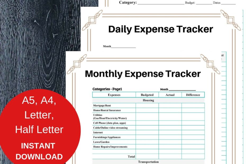 Thirty One Monthly Expense Tracker Printable Holfnd