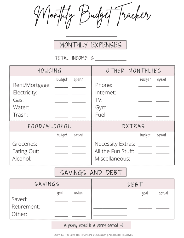 Thirty One Monthly Expense Tracker Printable Shinefopt