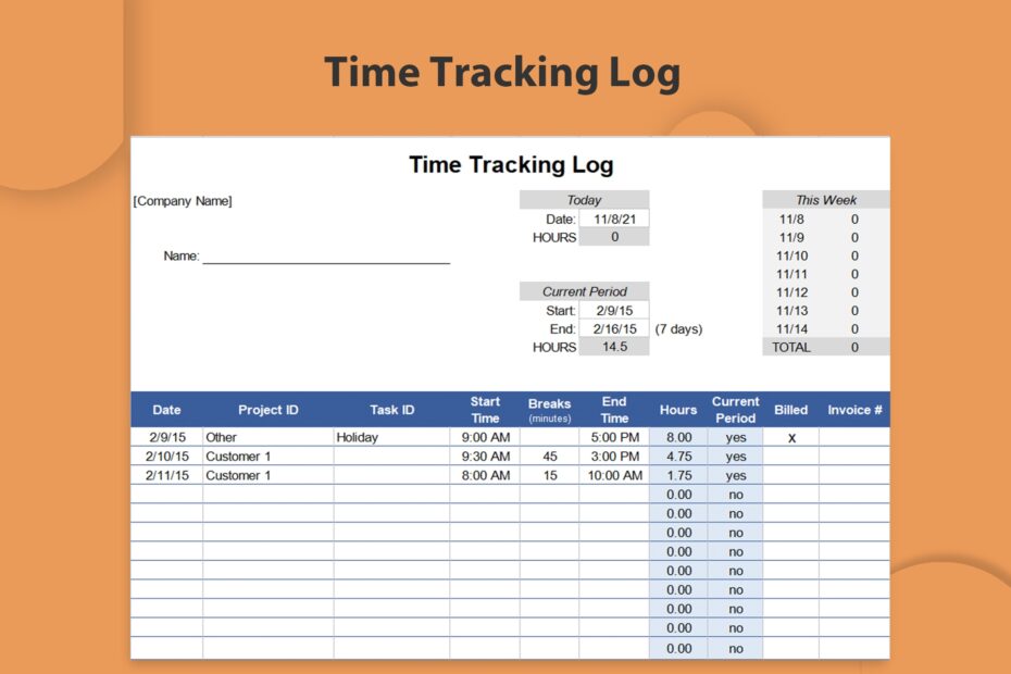 Time Tracking Excel Template