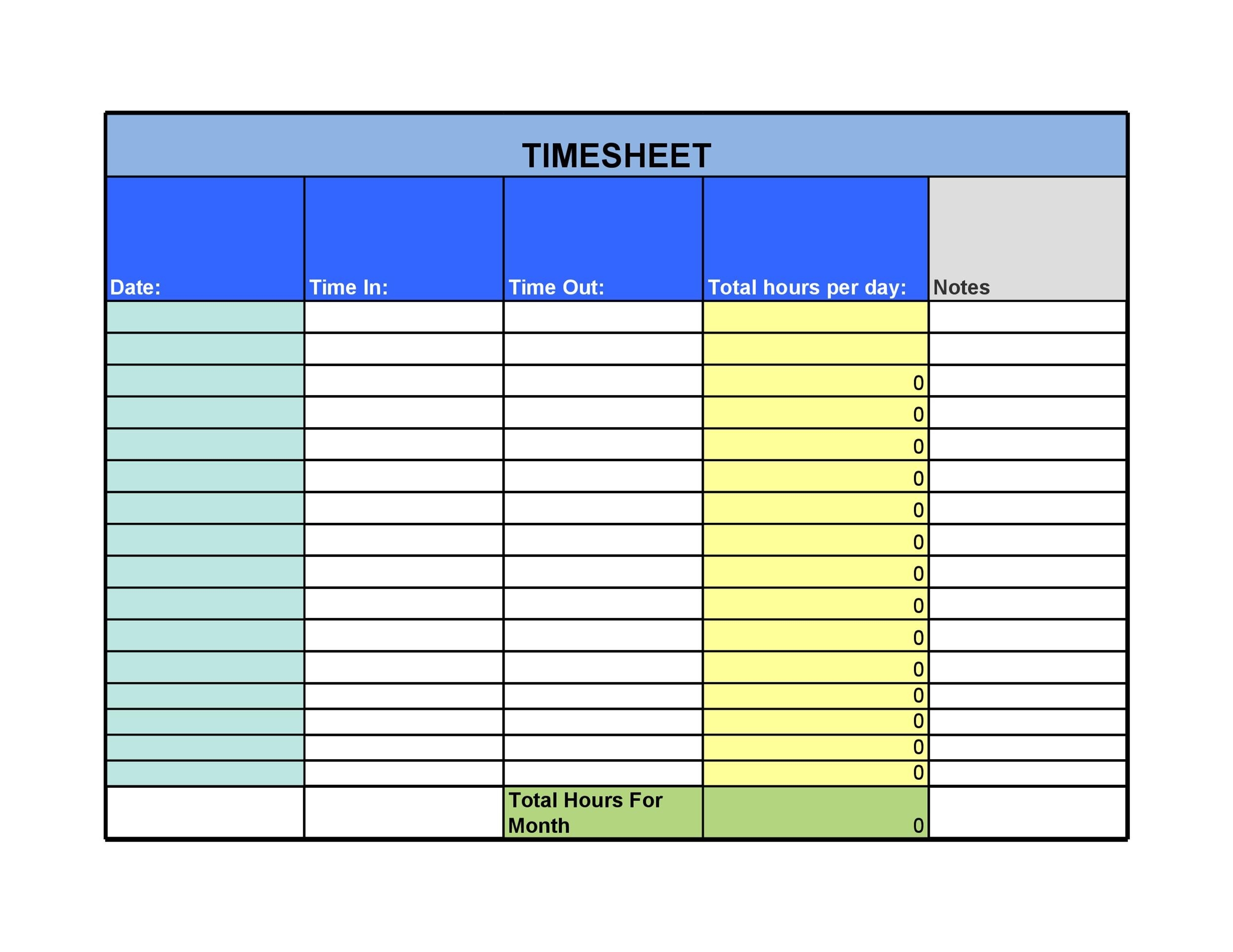 Timesheet Excel Template Free Sheet Templates Timesheet Template My 