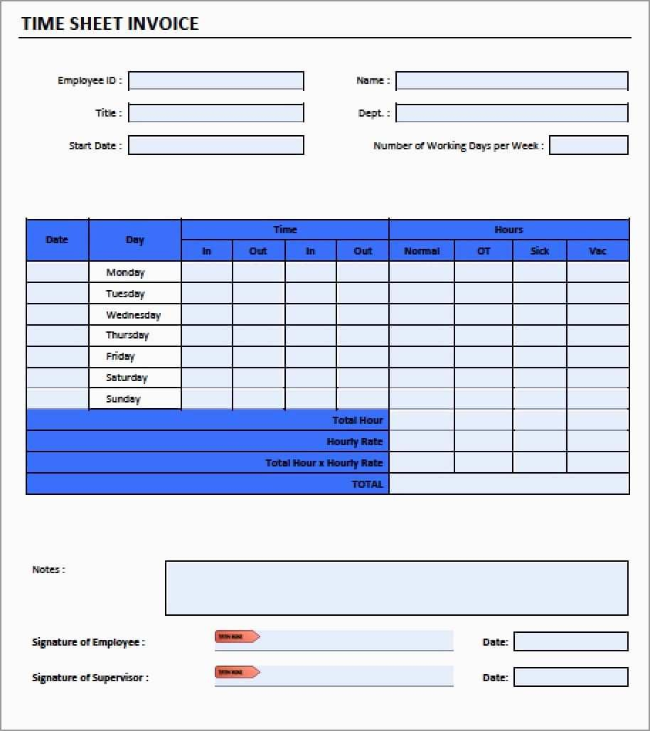 Timesheet Invoice Template Excel Timesheet Invoice Template Excel