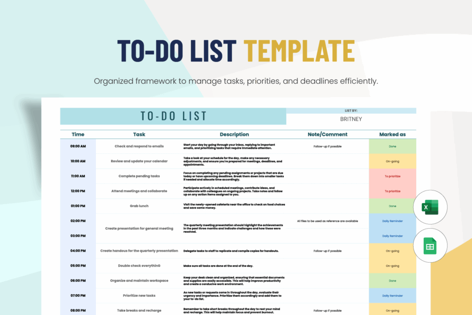 To Do List Templates In Excel FREE Download Template