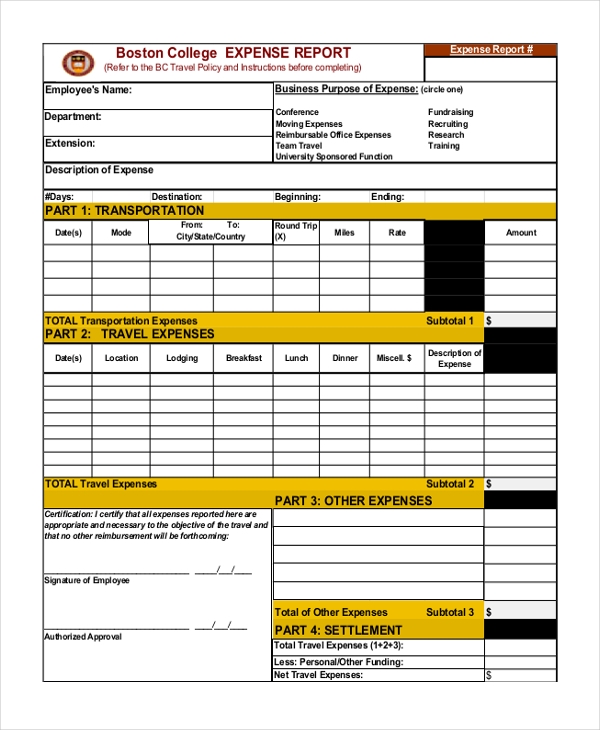 Traditional Travel Expense Forms Printable And Free Printable Forms 