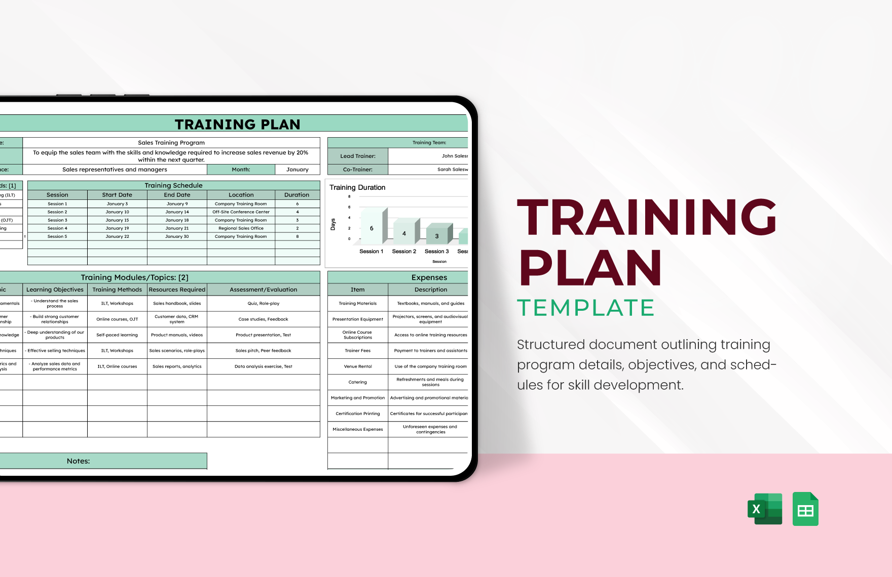 Training Program Excel Template Infoupdate
