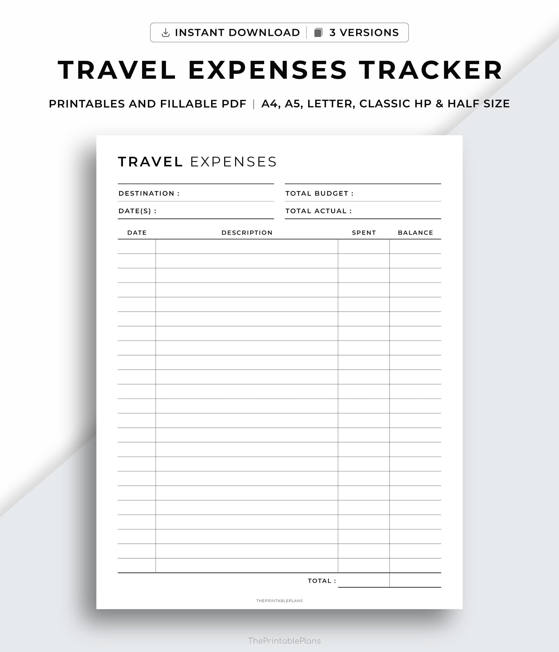 Travel Expense Form Etsy de Worksheets Library