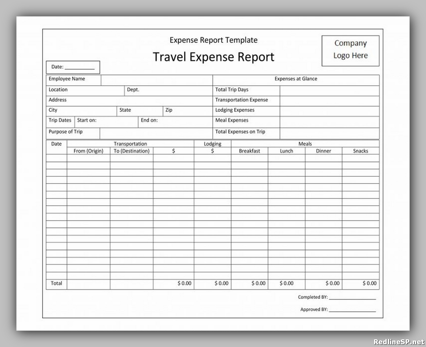 Travel Expense Report Template Google Sheets Free Travel Expense Sheet 
